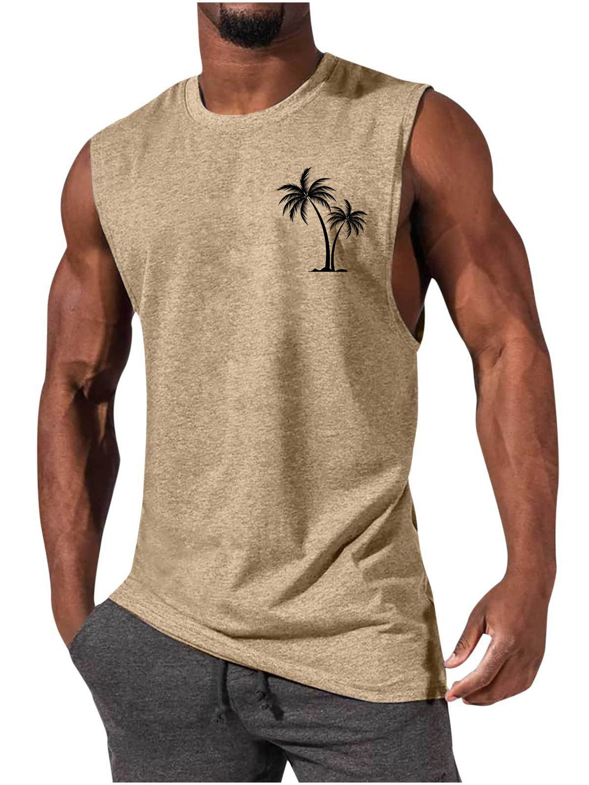 Men's Hawaiian Coco Coconut tree Casual Comfort Print Sleeveless T-Shirt