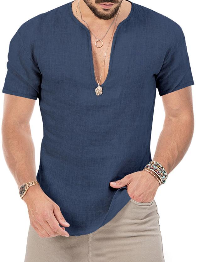 Men's v-neck casual slim short-sleeved T-shirt