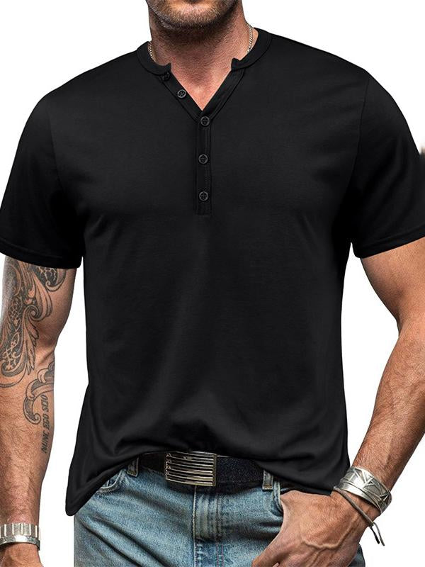 Men's Casual Henley Short Sleeve T-Shirt