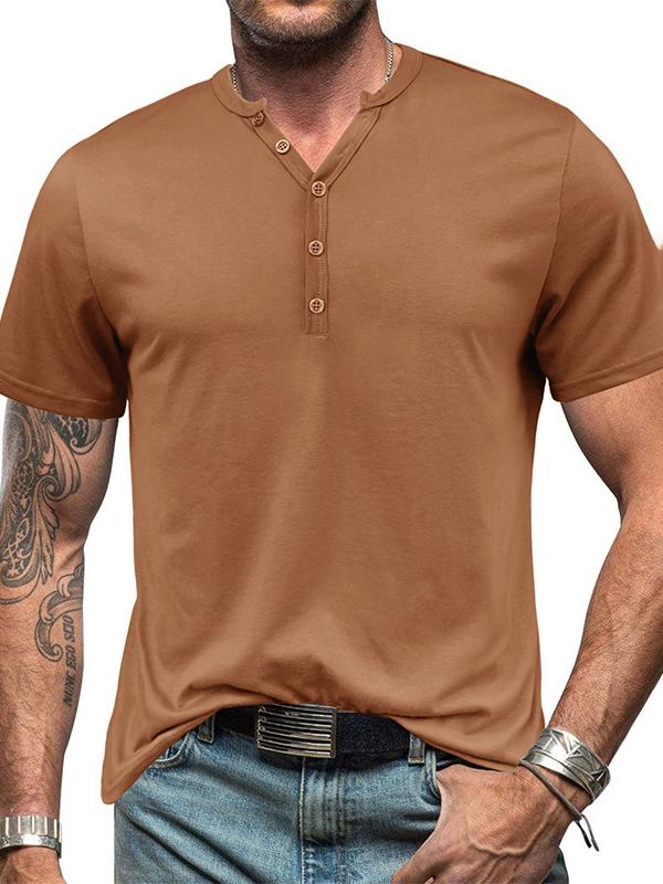 Men's Casual Henley Short Sleeve T-Shirt