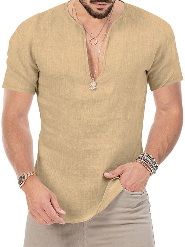 Men's v-neck casual slim short-sleeved T-shirt