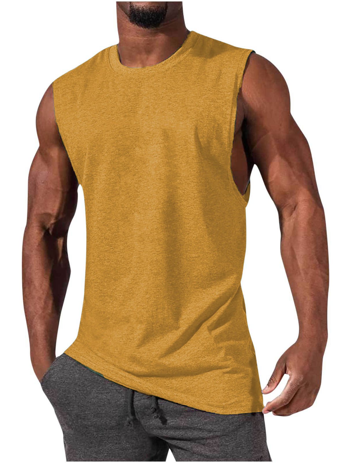 Men's T-Shirt Muscle Man Athletic Rambler Solid Color Top Sleeveless T-Shirt