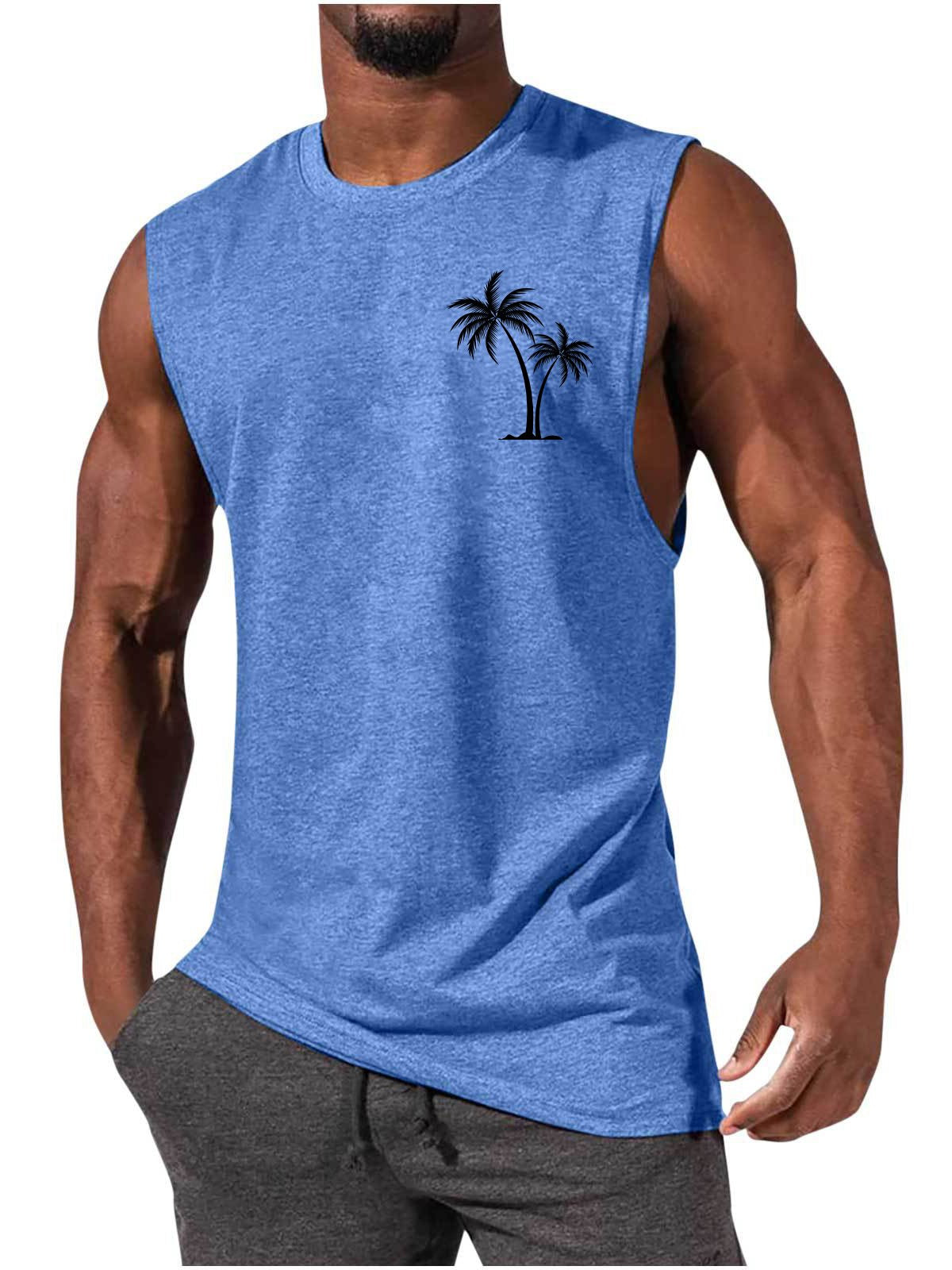 Men's Hawaiian Coco Coconut tree Casual Comfort Print Sleeveless T-Shirt