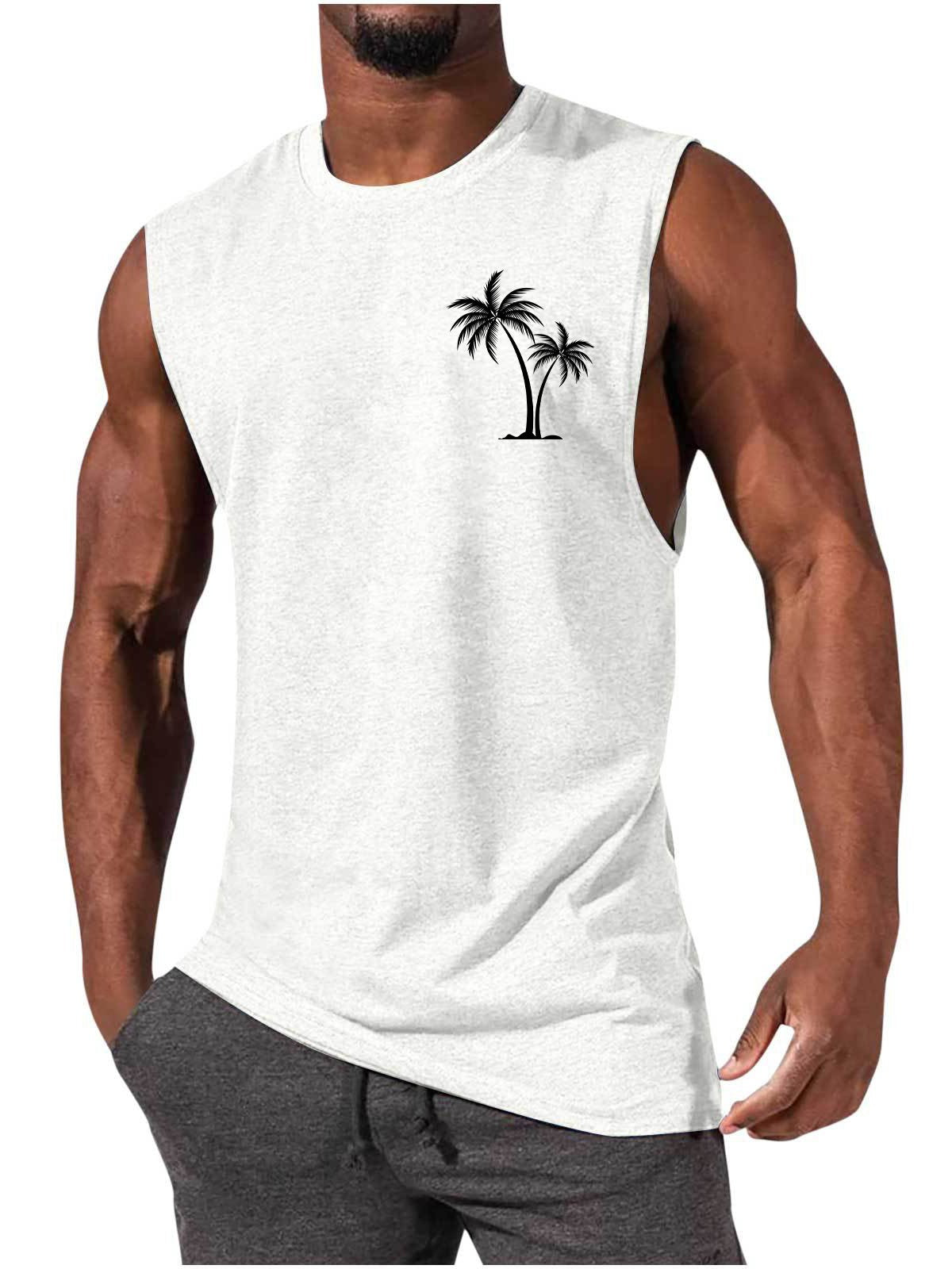 Men's Hawaiian Coco Coconut tree Casual Comfort Print Sleeveless T-Shirt