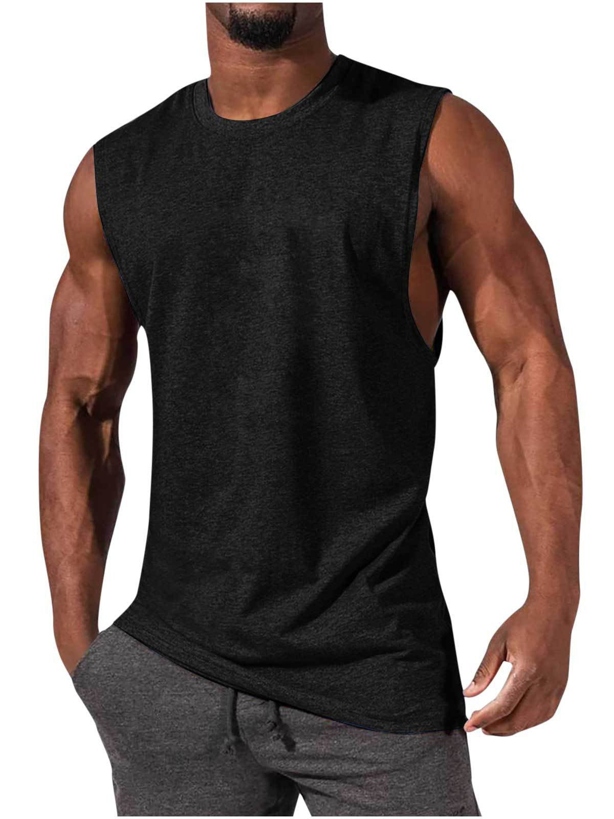 Men's T-Shirt Muscle Man Athletic Rambler Solid Color Top Sleeveless T-Shirt