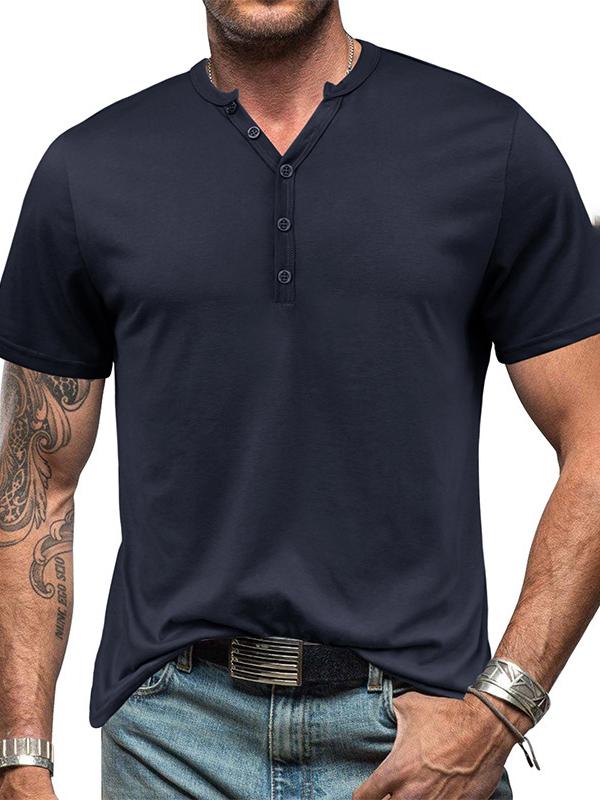 Men's Casual Henley Short Sleeve T-Shirt