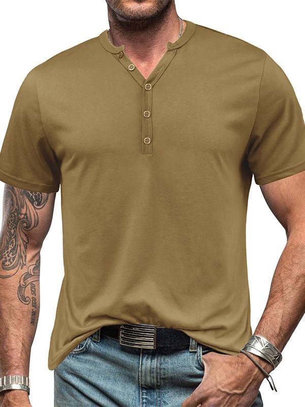 Men's Casual Henley Short Sleeve T-Shirt