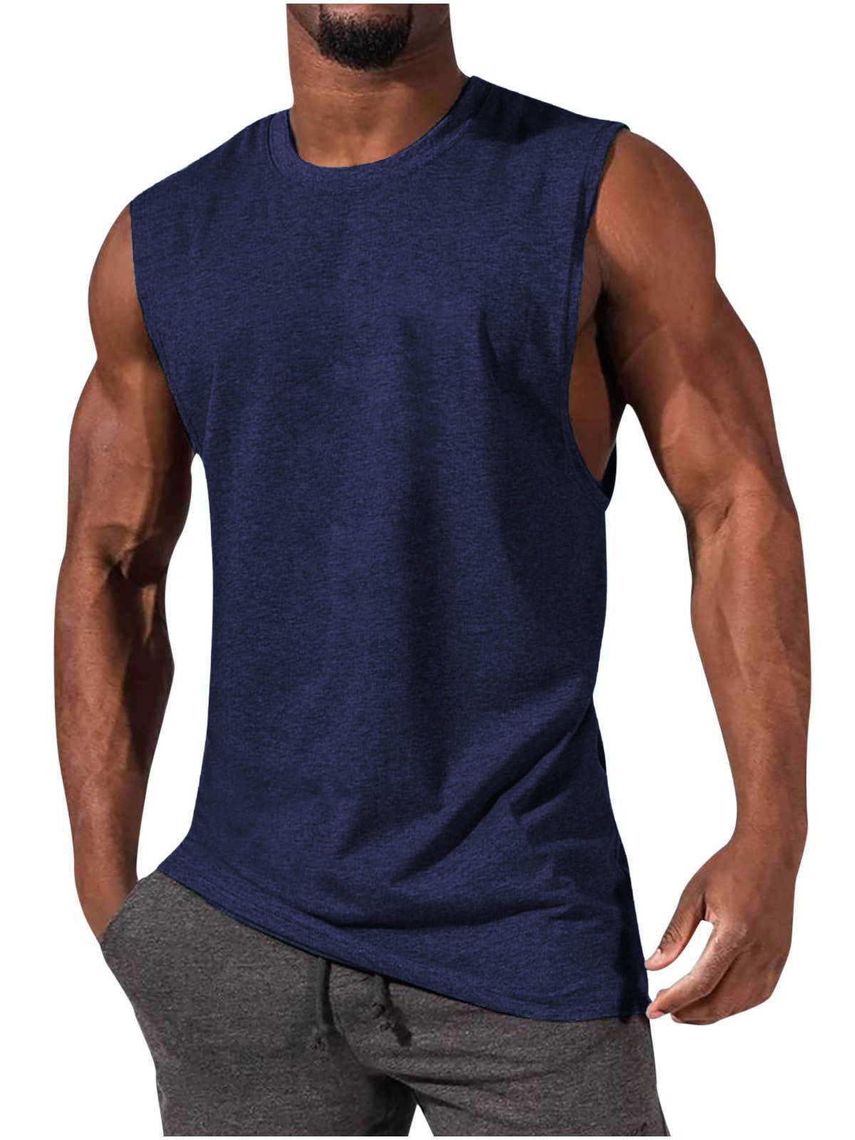 Men's T-Shirt Muscle Man Athletic Rambler Solid Color Top Sleeveless T-Shirt