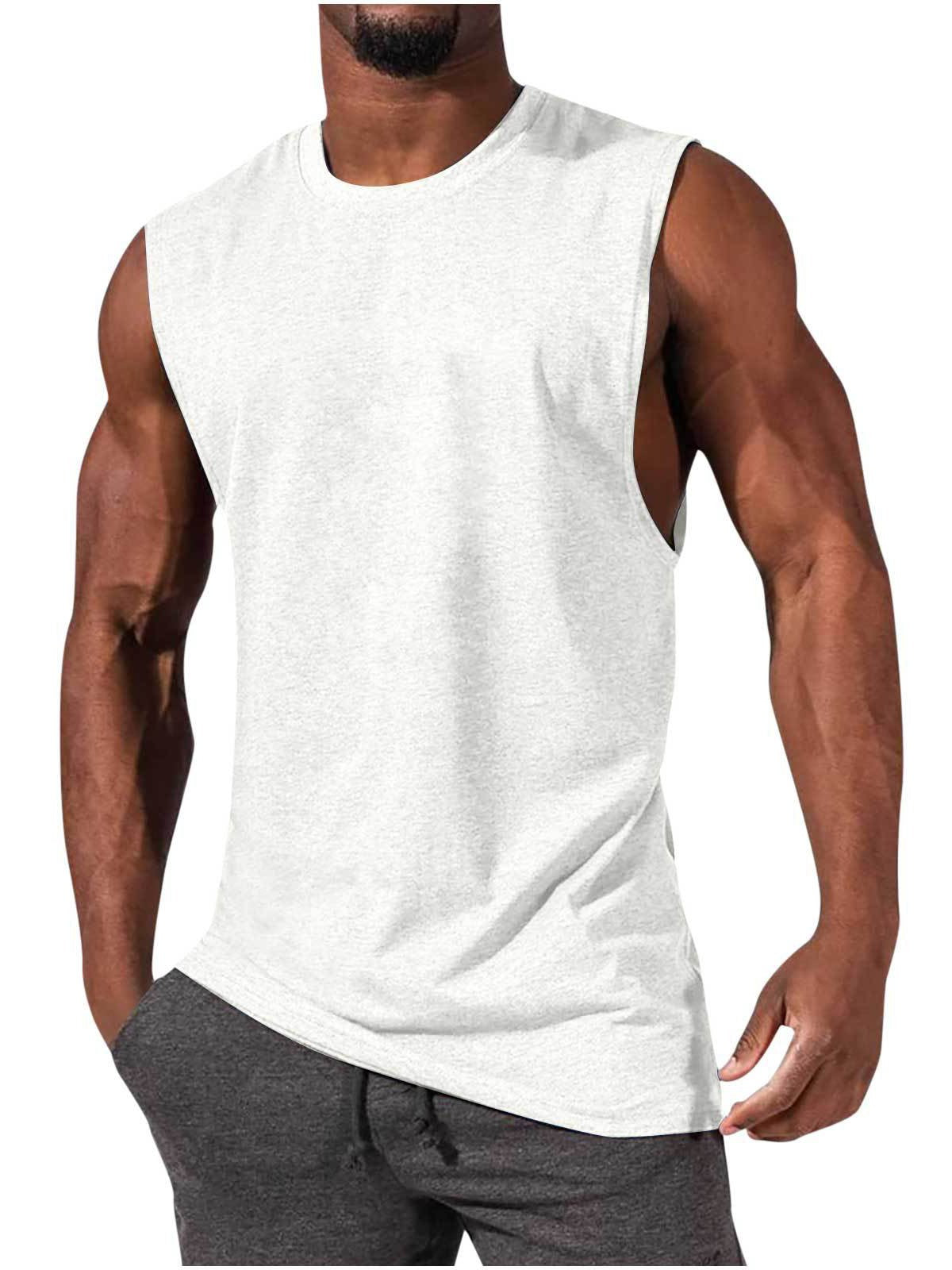 Men's T-Shirt Muscle Man Athletic Rambler Solid Color Top Sleeveless T-Shirt