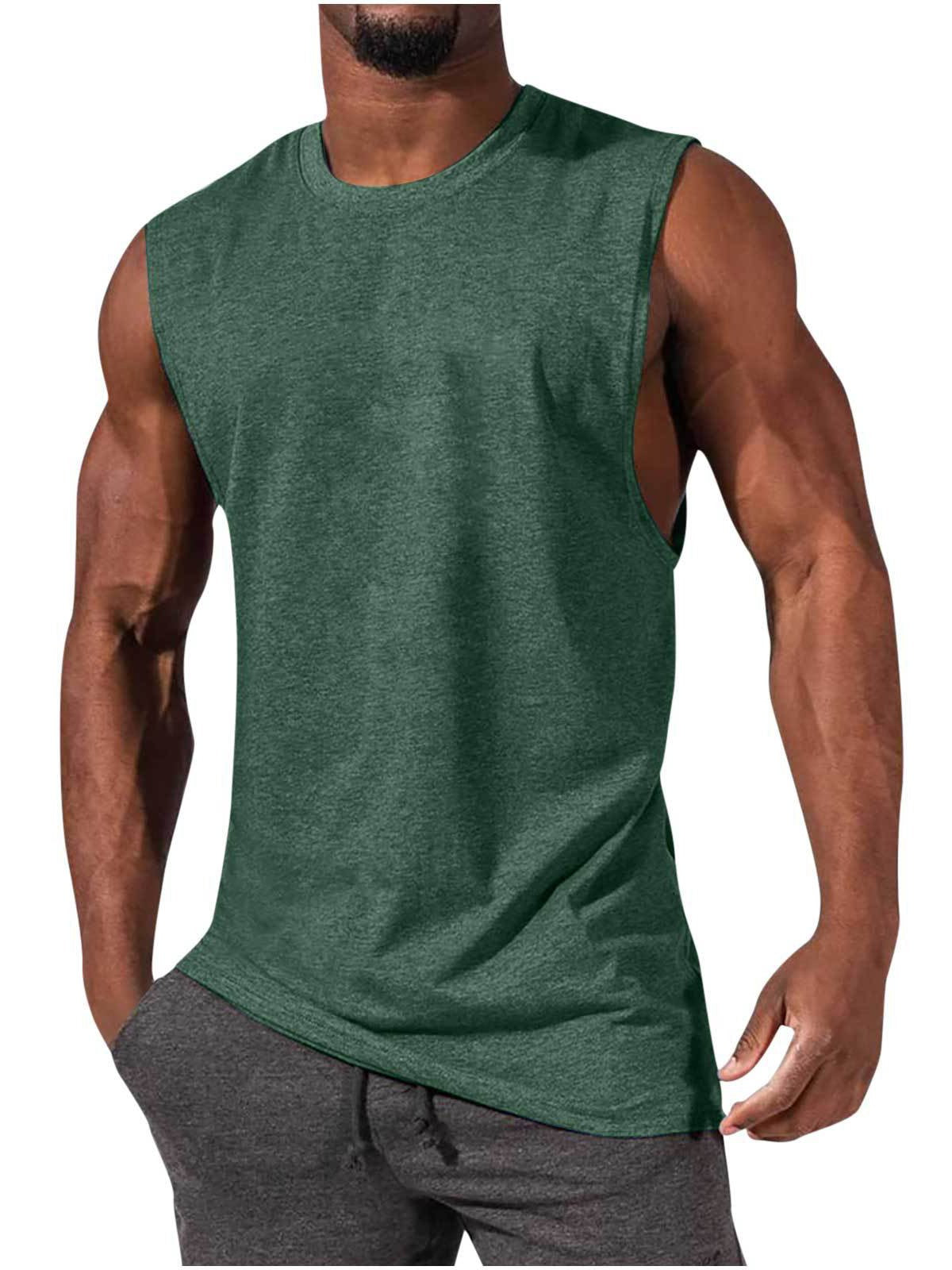 Men's T-Shirt Muscle Man Athletic Rambler Solid Color Top Sleeveless T-Shirt