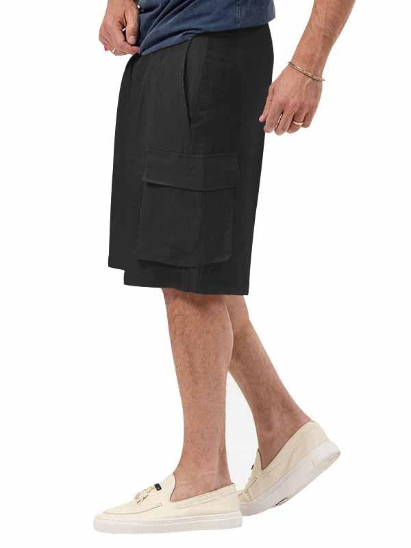 Men's Pocket Loose Cotton Linen Straight Leg Shorts