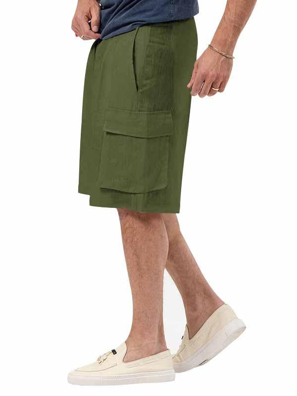 Men's Pocket Loose Cotton Linen Straight Leg Shorts