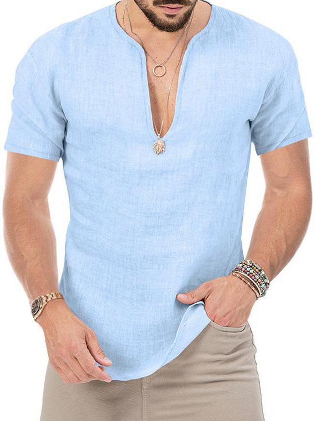 Men's v-neck casual slim short-sleeved T-shirt