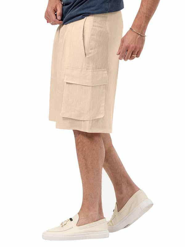 Men's Pocket Loose Cotton Linen Straight Leg Shorts