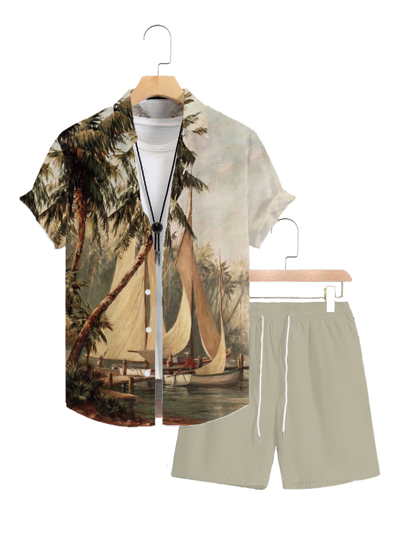 Men's Hawaiian Coco Print Short Sleeve Set