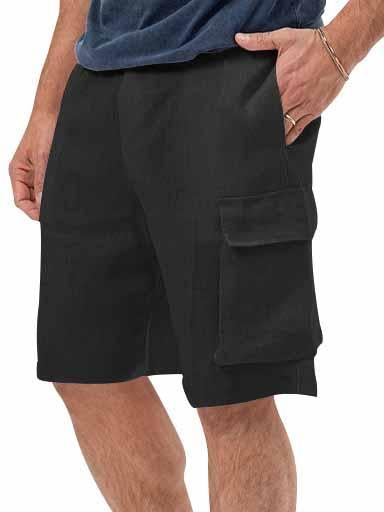 Men's Pocket Loose Cotton Linen Straight Leg Shorts