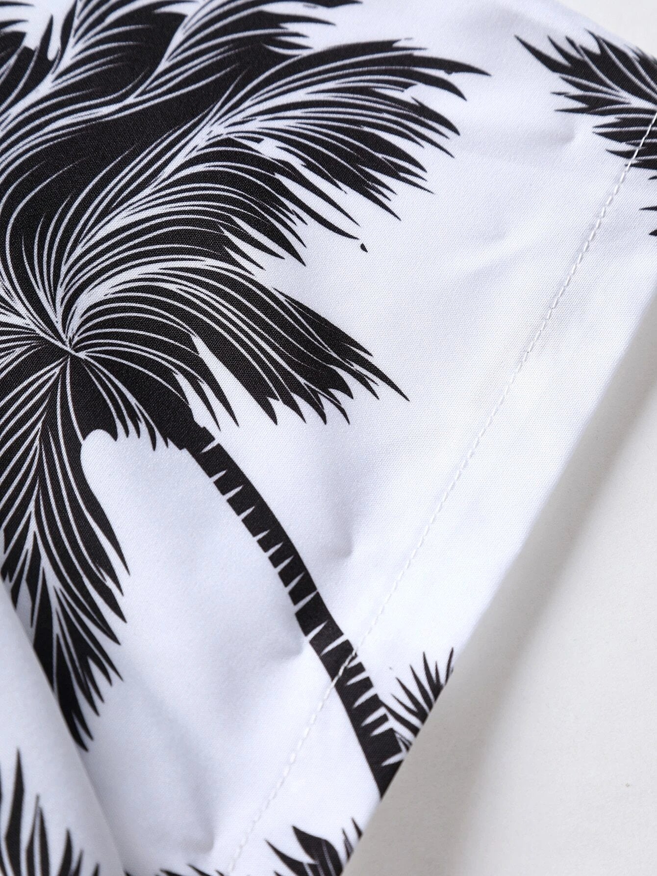 Hawaiian Beach Coconut Tree Print Pocket Short Sleeve Shirt Set