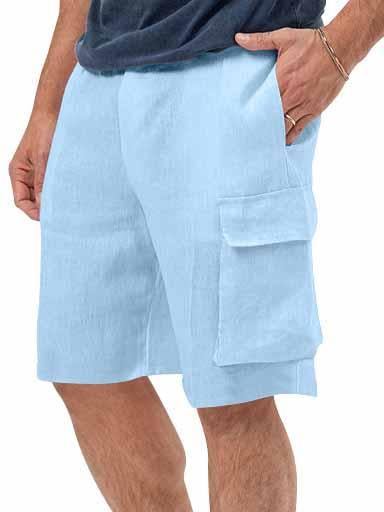 Men's Pocket Loose Cotton Linen Straight Leg Shorts