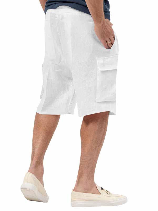 Men's Pocket Loose Cotton Linen Straight Leg Shorts