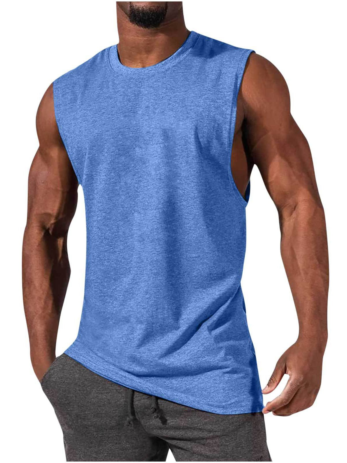 Men's T-Shirt Muscle Man Athletic Rambler Solid Color Top Sleeveless T-Shirt