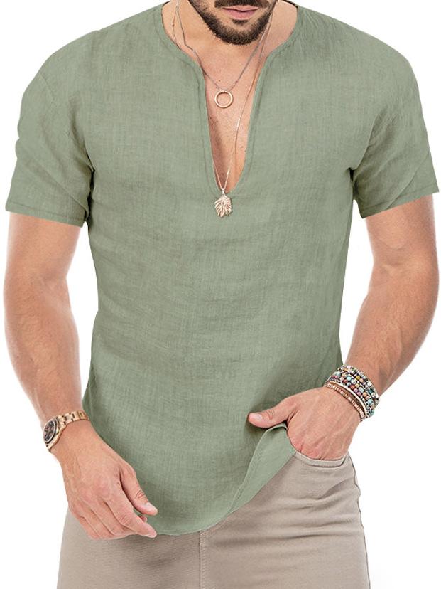 Men's v-neck casual slim short-sleeved T-shirt