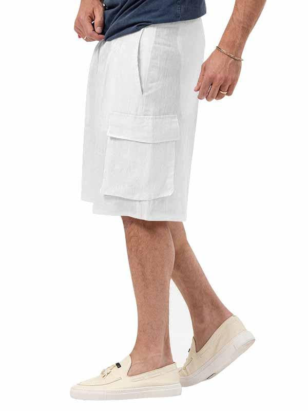 Men's Pocket Loose Cotton Linen Straight Leg Shorts