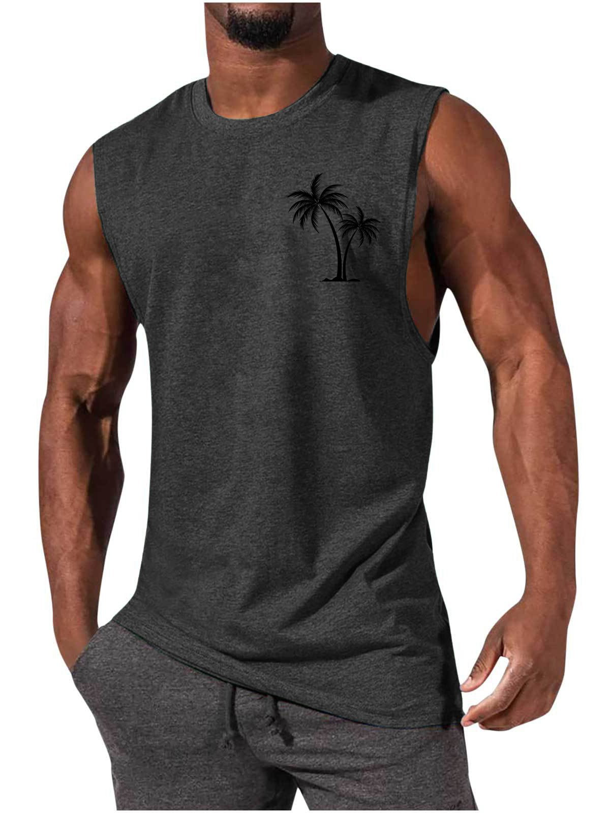 Men's Hawaiian Coco Coconut tree Casual Comfort Print Sleeveless T-Shirt