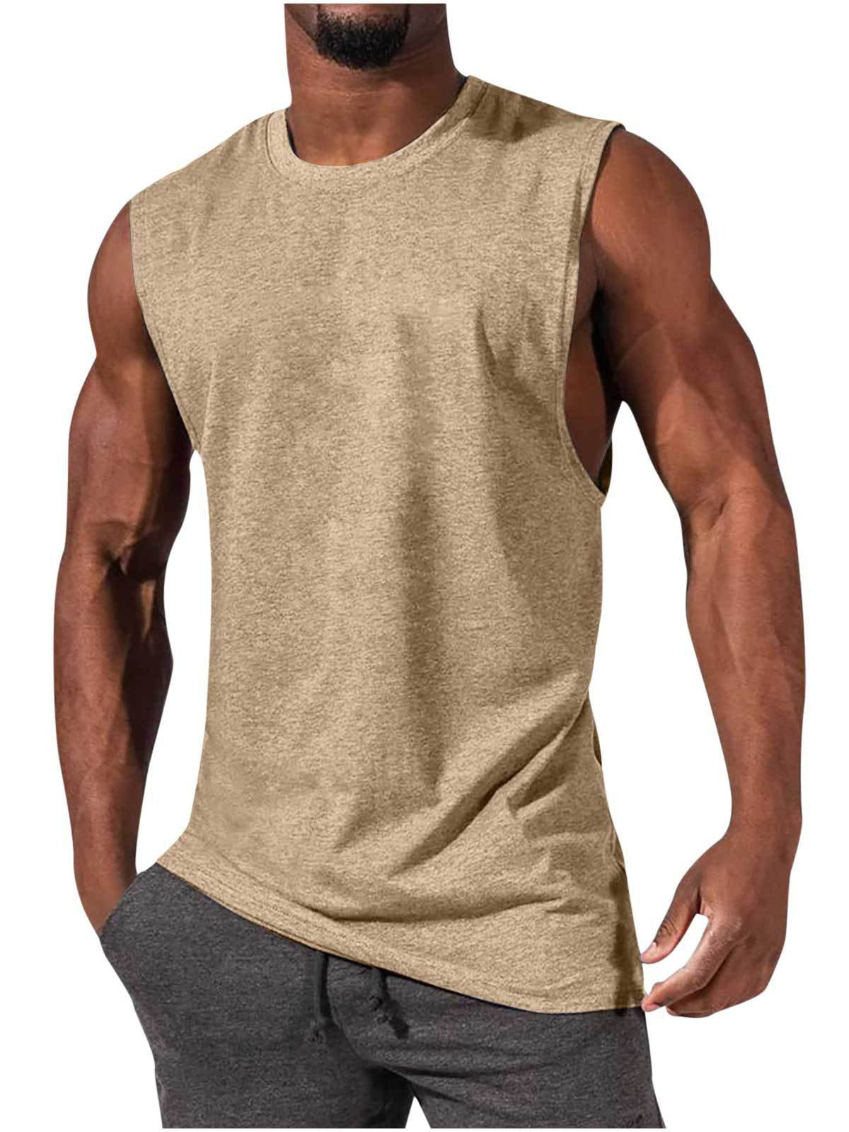 Men's T-Shirt Muscle Man Athletic Rambler Solid Color Top Sleeveless T-Shirt