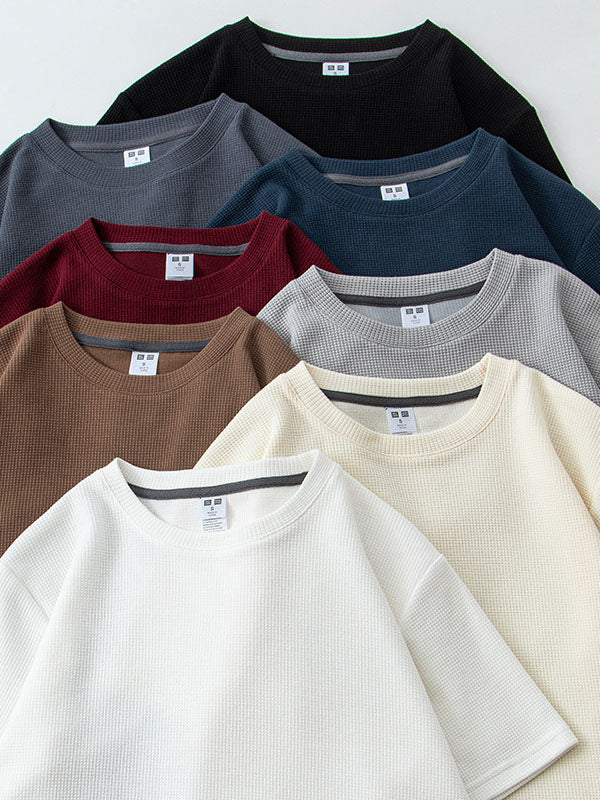 Men's Jersey Cotton Waffle Comfort Crew Neck T-Shirt