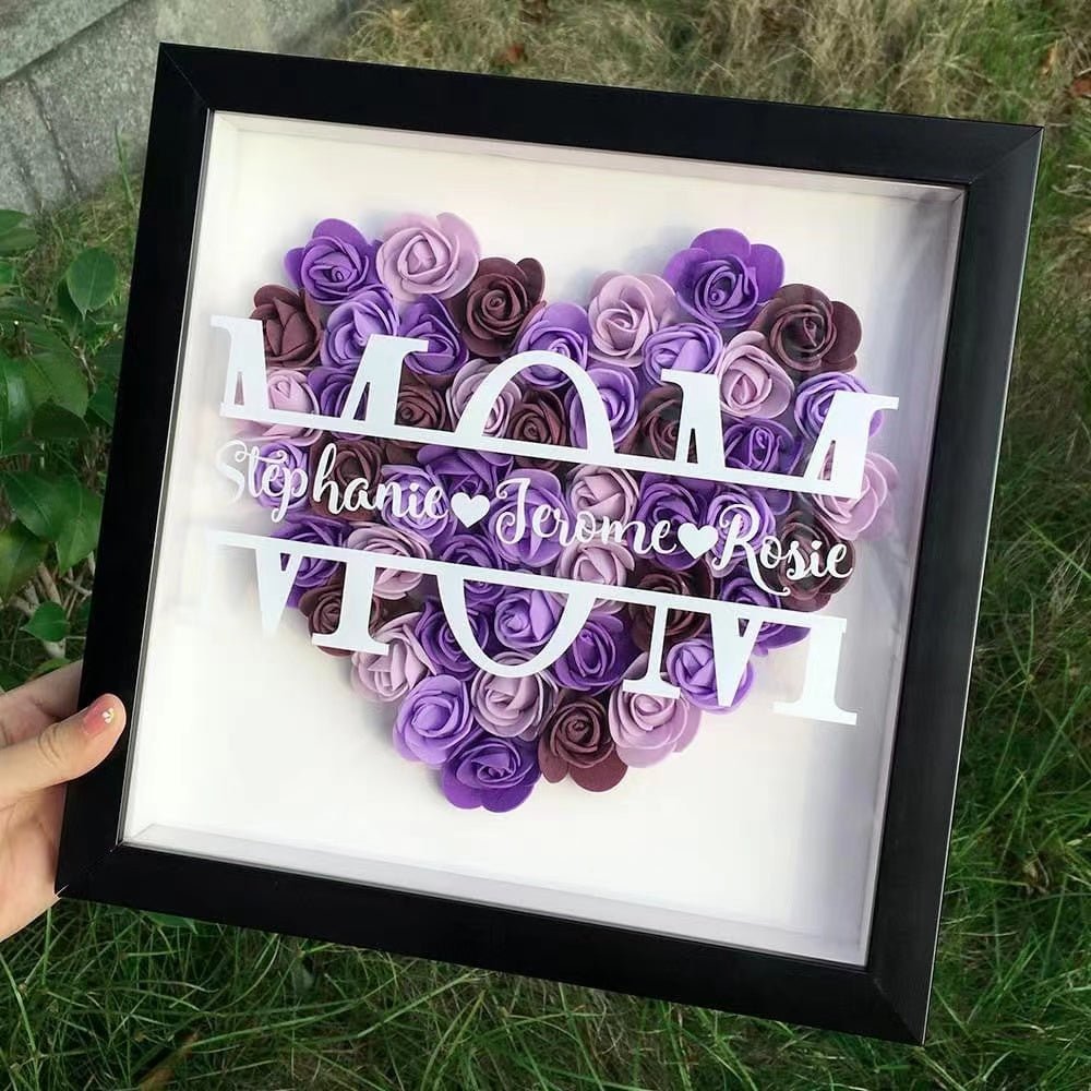 50%OFF⭐️Mom Heart Shaped Monogram Flower Shadow Box