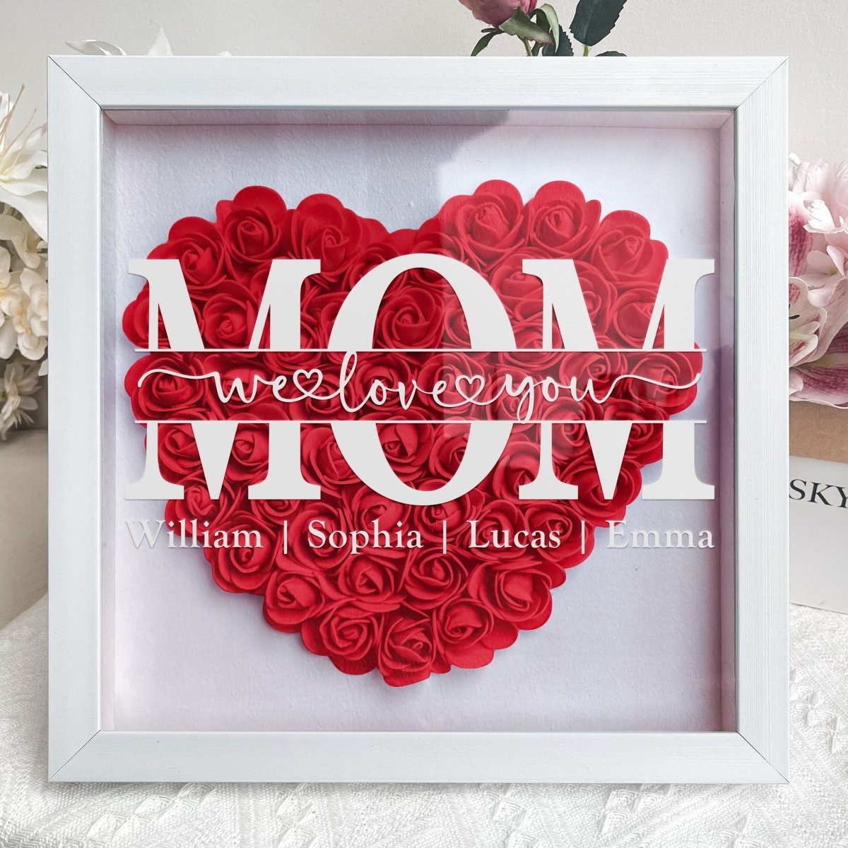 50%OFF⭐️Mom Heart Shaped Monogram Flower Shadow Box