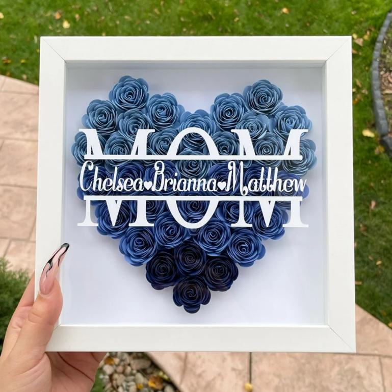 50%OFF⭐️Mom Heart Shaped Monogram Flower Shadow Box