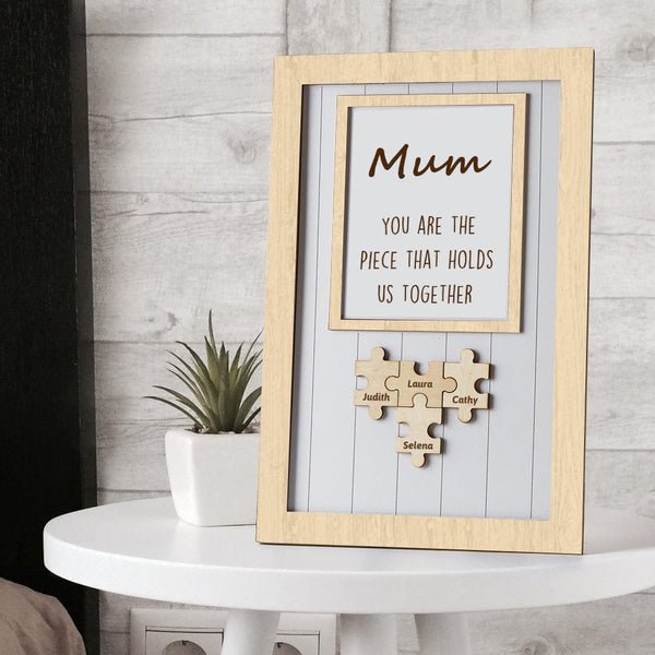 Mother's Day Puzzle Plaque Gifts for Mom You Are The Piece That Holds Us Together 3-6 Puzzle Pieces