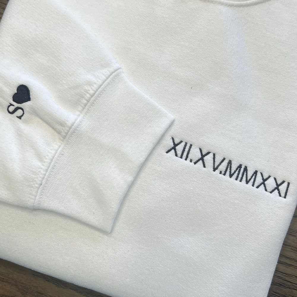 Moxllcustore™ Couple Friend Family Gift！Roman Numeral Custom Embroidered T-Shirt/Sweart/Hoodie【Couple order quantity 2 pcs】