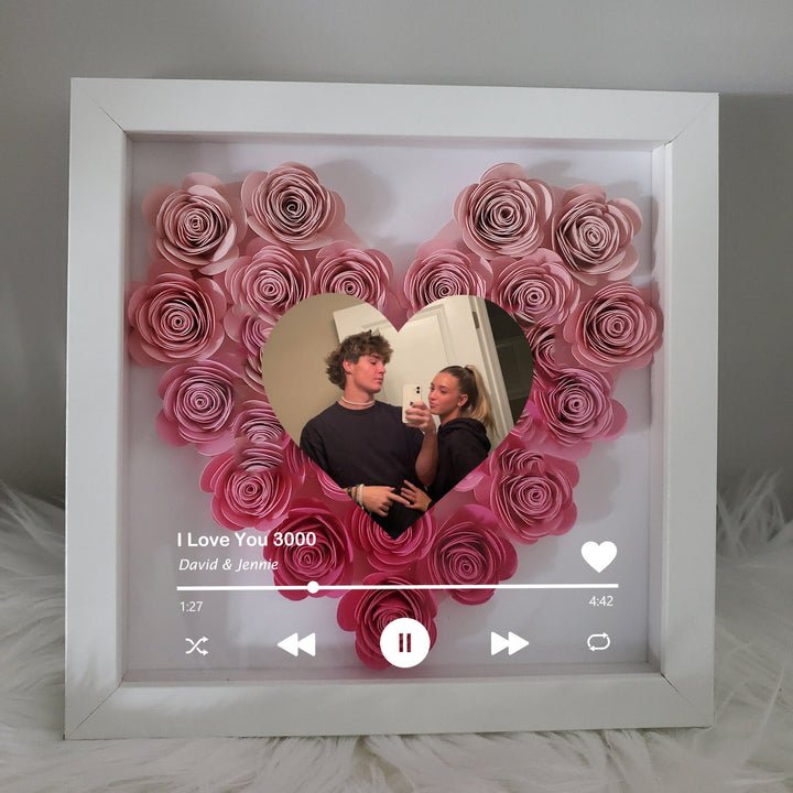 Mylovecustom™ Custom Heart Flower Shadow Box with Photo