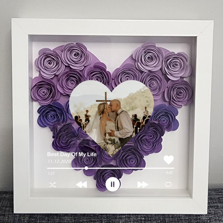 Mylovecustom™ Custom Heart Flower Shadow Box with Photo