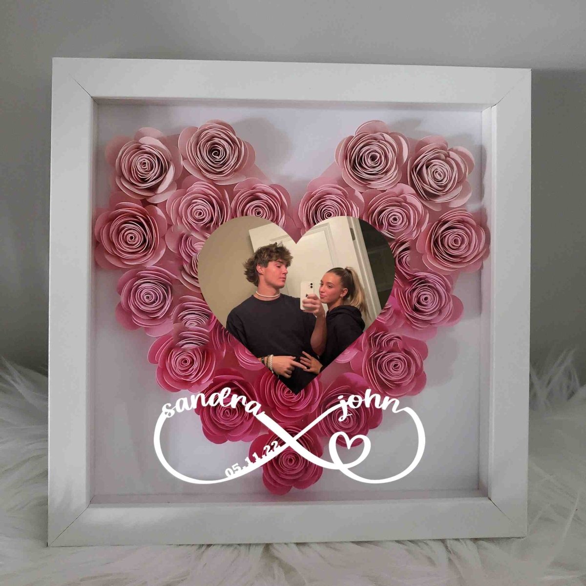 Mylovecustom™ Custom Heart Flower Shadow Box with Photo