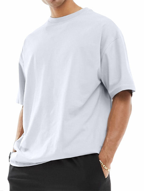 Men's 180g Cotton Round Neck Comfortable Casual Basic Short-sleeved T-shirt