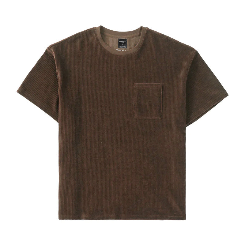 Men's Corduroy Loose Short-sleeved T-shirt