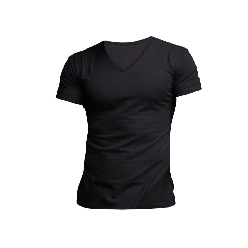 Men's V-neck Knitted Basic Simple And Comfortable Short-sleeved T-shirt