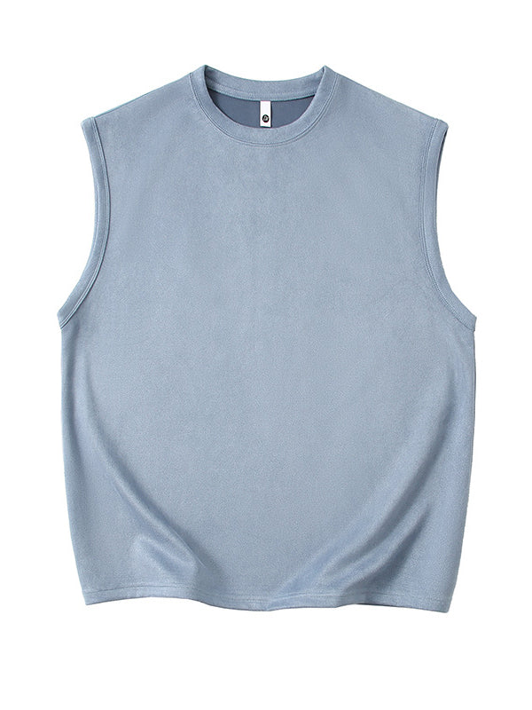 Men's Solid Color Simple Suede Sleeveless Comfortable T-shirt