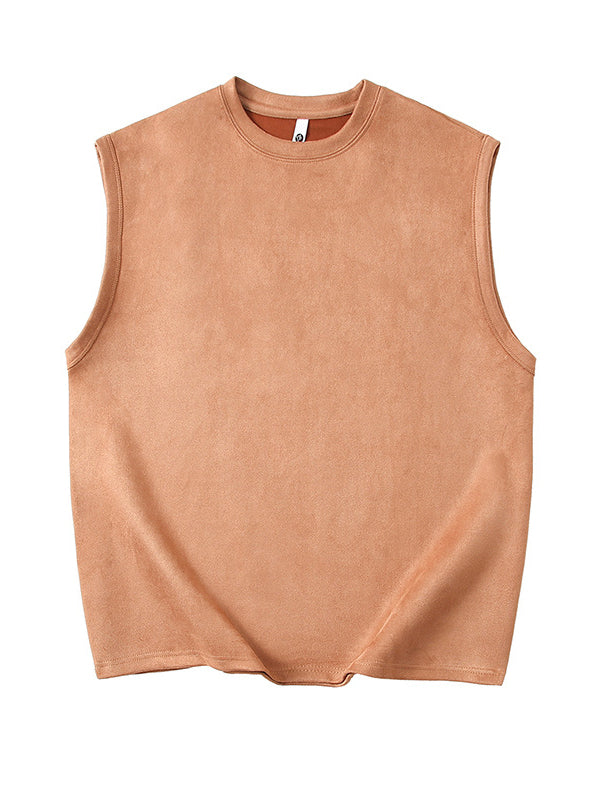 Men's Solid Color Simple Suede Sleeveless Comfortable T-shirt