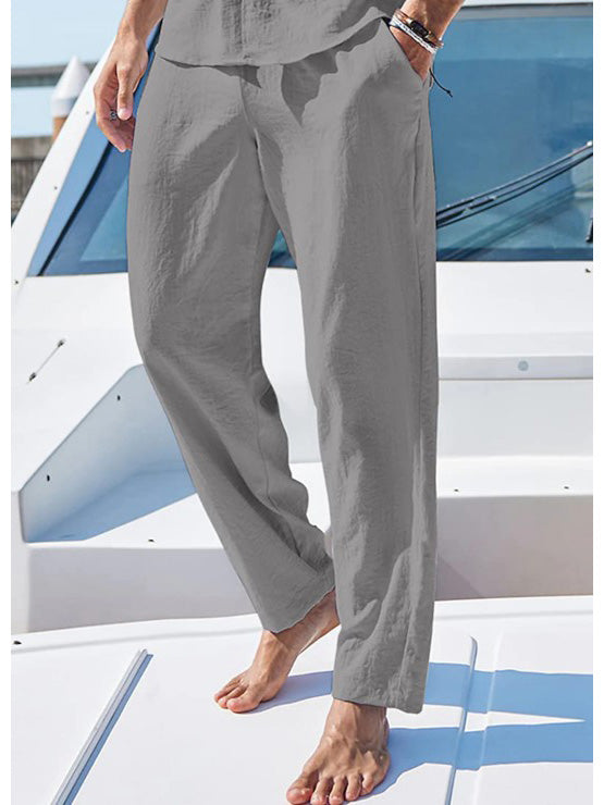 Men's Linen Trousers Drawstring Elastic Waist