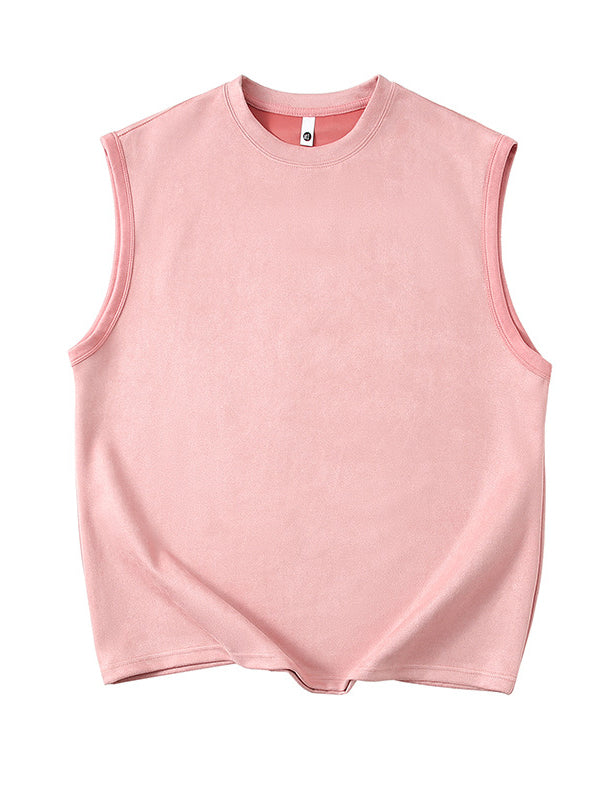 Men's Solid Color Simple Suede Sleeveless Comfortable T-shirt