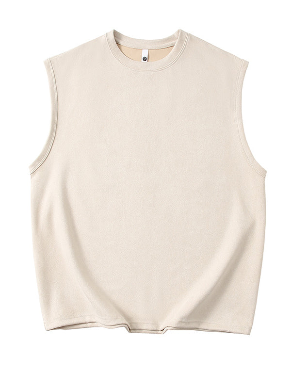 Men's Solid Color Simple Suede Sleeveless Comfortable T-shirt