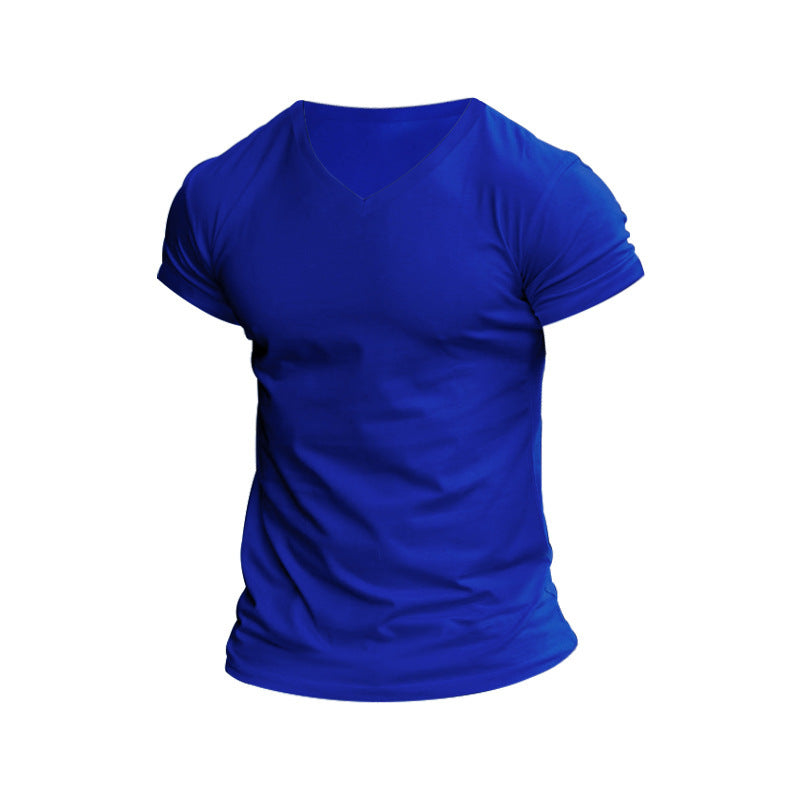 Men's V-neck Knitted Basic Simple And Comfortable Short-sleeved T-shirt