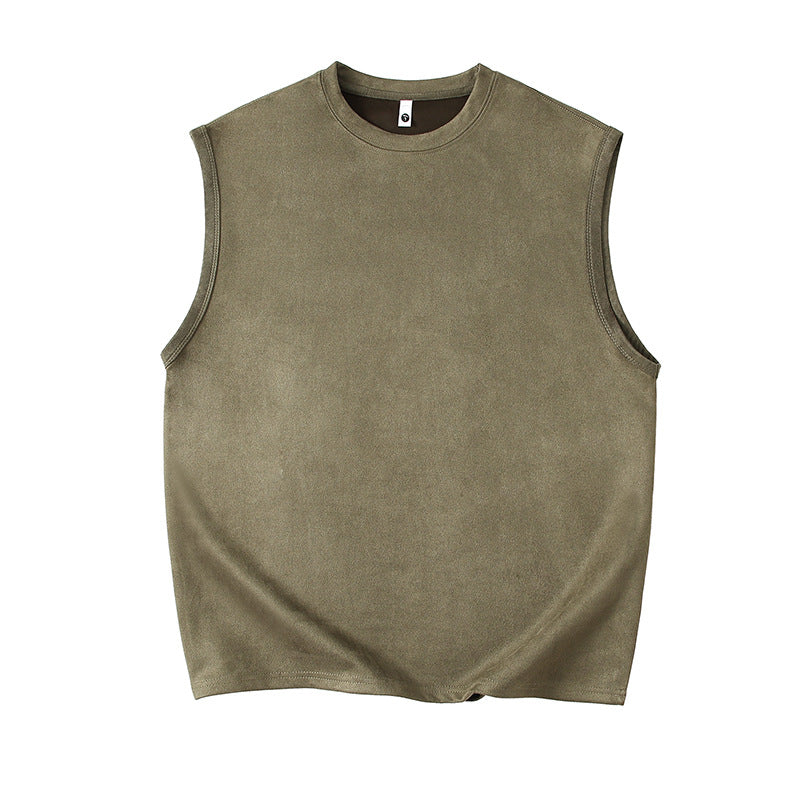 Men's Solid Color Simple Suede Sleeveless Comfortable T-shirt