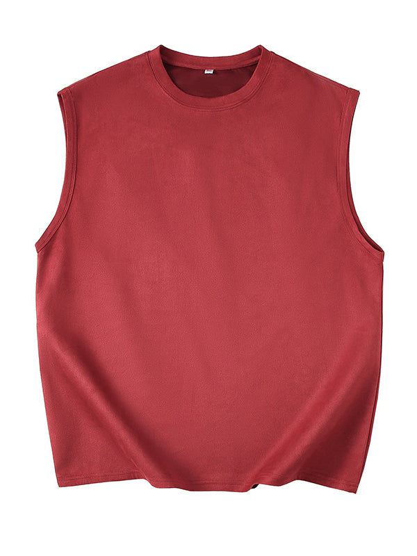 Men's Solid Color Simple Suede Sleeveless Comfortable T-shirt