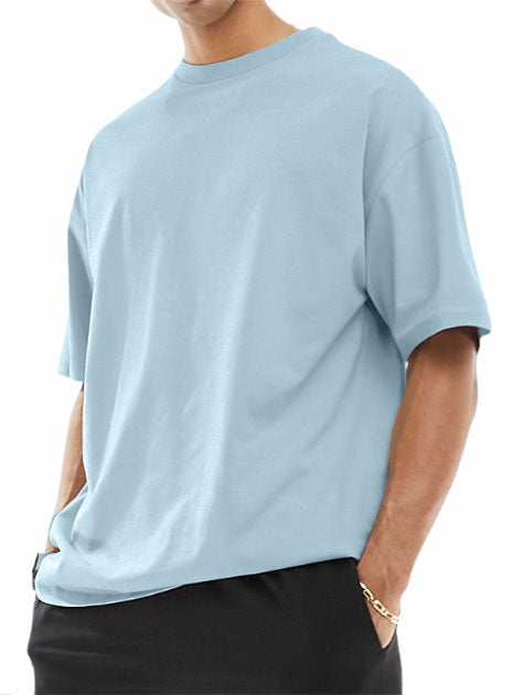 Men's 180g Cotton Round Neck Comfortable Casual Basic Short-sleeved T-shirt